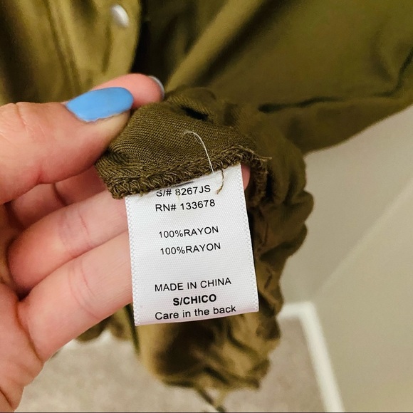 Love Tree Long Zip Up Jacket Green Sz Small - Picture 6 of 14